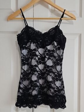 🖤 Studio Y Black Lace Sequin Cami – Romantic Y2K Vibes 🖤